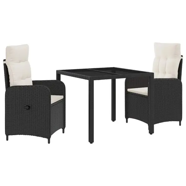 Nedsatt pris vidaXL Utomhusmatbord 3 pcs Svart och krämvit 90 x 90 x 75 cm