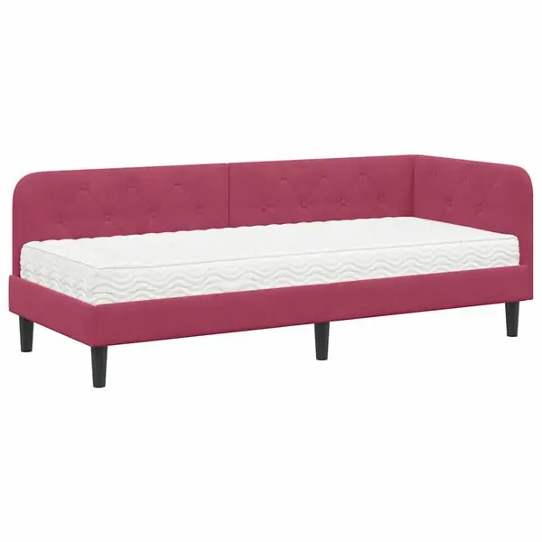 Erbjudande vidaXL Hörn Sängram Vinröd 80 x 200 cm Sammet