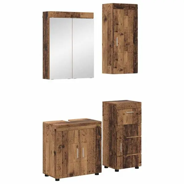 Billigare vidaXL Badrumsmöbelset TULUM 4 pcs Gammalt trä 60 x 34 x 63 cm