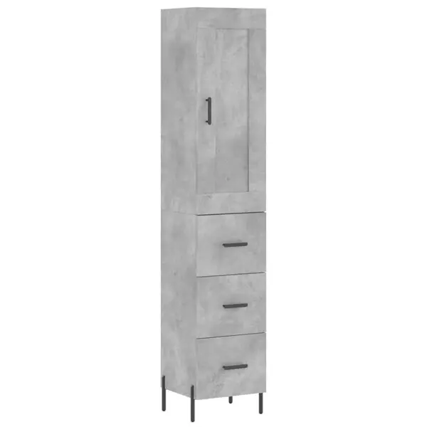 vidaXL Högskåp betonggrå 34,5x34x180 cm konstruerat trä Handla nu