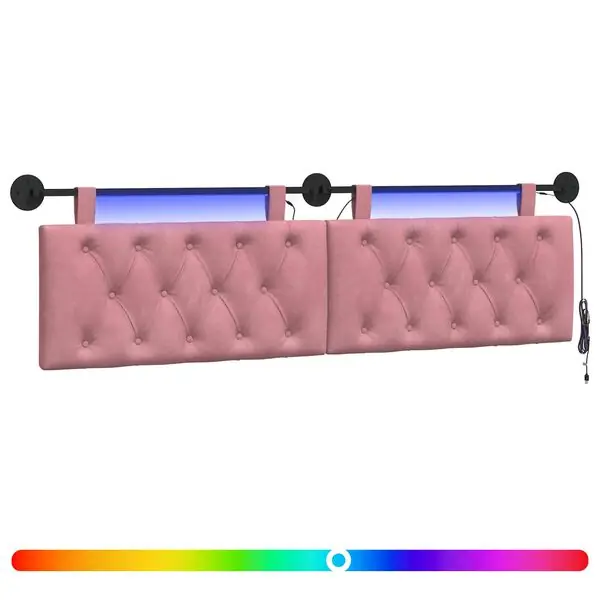 vidaXL Hängande sänggavel Med LED-lampa Rosa Sammet Trygg betalning
