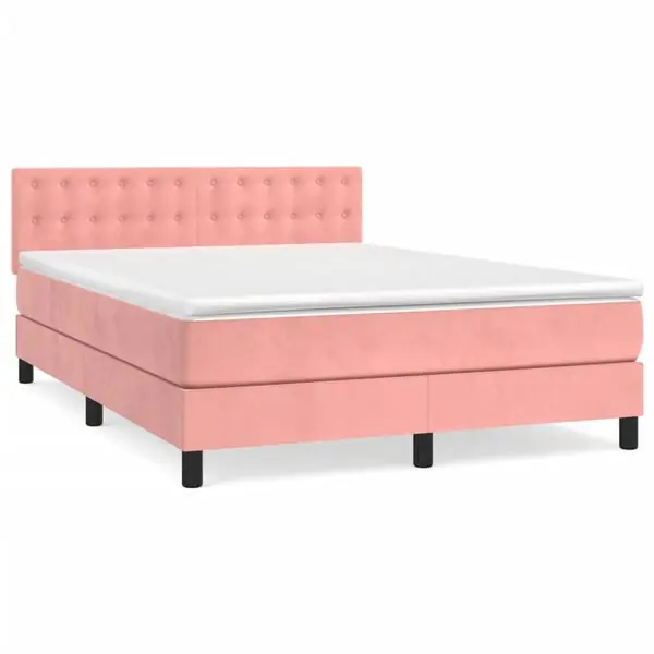 vidaXL Ramsäng med madrass rosa 140x200 cm sammet Fynd