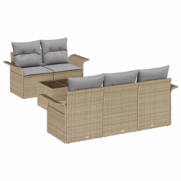 Kundfavorit vidaXL Trädgårdsoffset med kudde 6 pcs Beige och Grå 55 x 55 x 37 cm