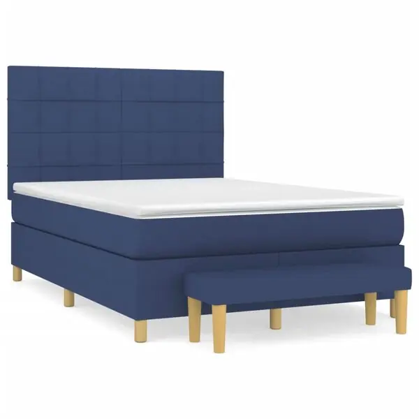 vidaXL Ramsäng med madrass blå 140x190 cm tyg Rabatt