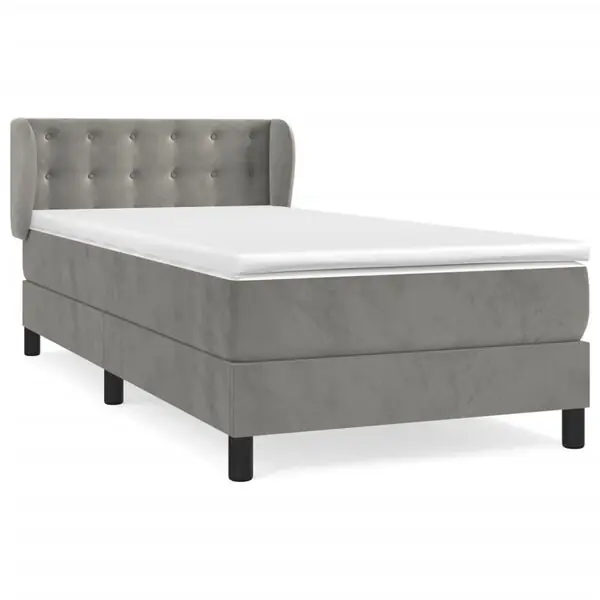 vidaXL Ramsäng med madrass ljusgrå 90x190 cm sammet Sänkt pris