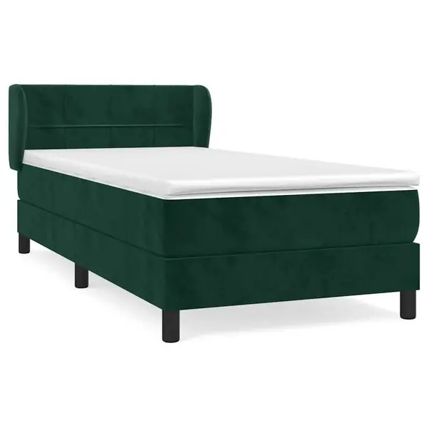 vidaXL Ramsäng med madrass mörkgrön 80x200 cm sammet Premium