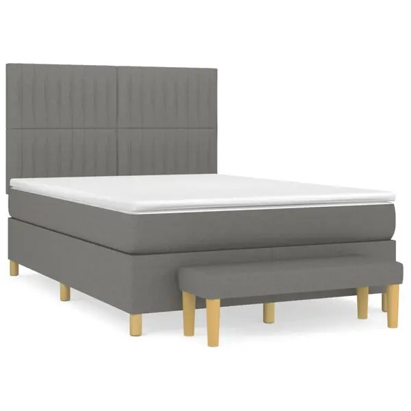 vidaXL Ramsäng med madrass mörkgrå 140x200 cm tyg Begränsad tid