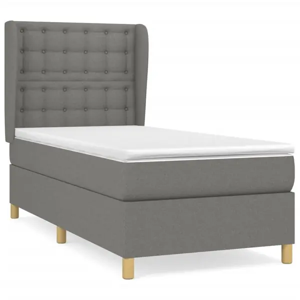 vidaXL Ramsäng med madrass mörkgrå 90x190 cm tyg Kampanj