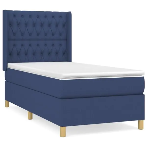 Nyhet vidaXL Ramsäng med madrass blå 90x190 cm tyg
