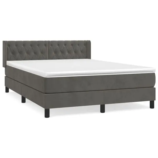 Reapris vidaXL Ramsäng med madrass mörkgrå 140x190 cm sammet