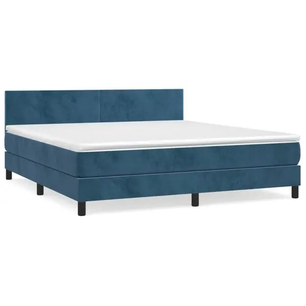 Outlet vidaXL Ramsäng med madrass mörkblå 160x200 cm sammet