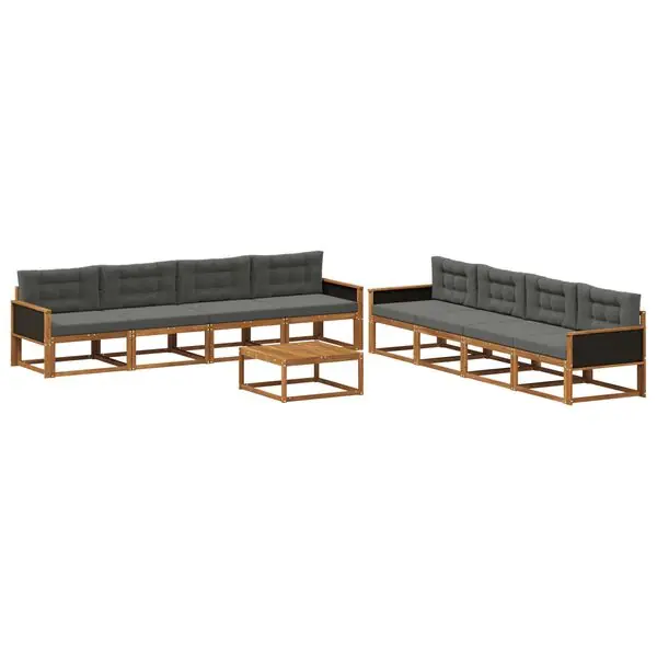 vidaXL Utomhussoffset med kudde 9 pcs Naturlig och Antracit Trygg betalning