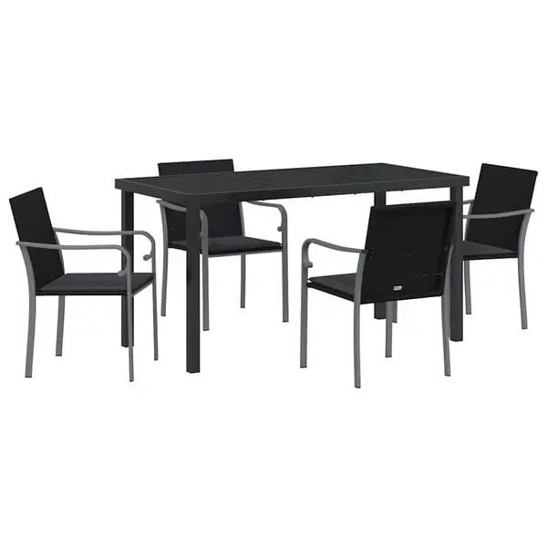 Fynd vidaXL Trädgårdsmöbelset 5 pcs Svart och Grå PE Rattan