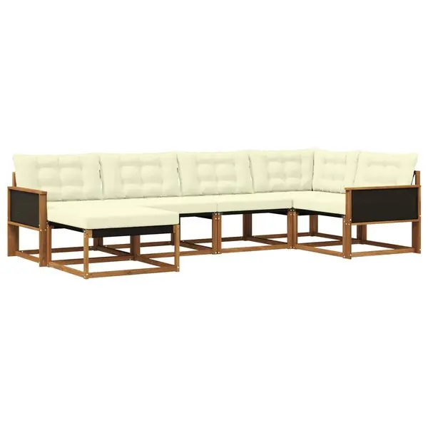 vidaXL Utomhussoffset med kudde 6 pcs Naturlig och Grädde Sista chansen