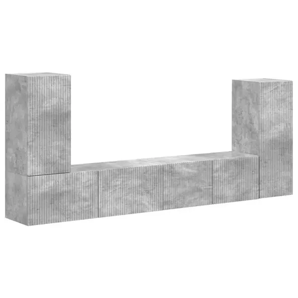 Premium vidaXL TV-bänkset 4 pcs Betonggrå Konstruerat trä