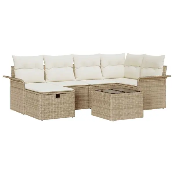 Populär vidaXL Trädgårdsoffset med kudde med lagring 7 pcs Poly rattan