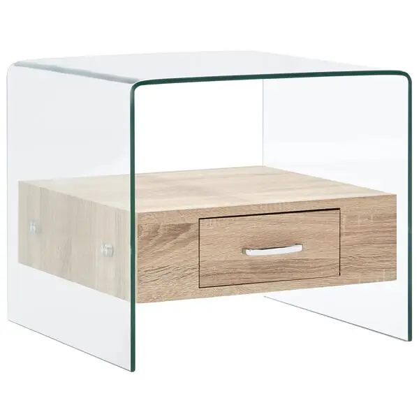vidaXL Soffbord med låda 50x50x45 cm härdat glas Begränsat erbjudande