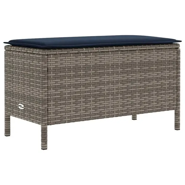 Erbjudande vidaXL Trädgårdspall Grå och Marinblå 80 x 38 x 42 cm PE Rattan