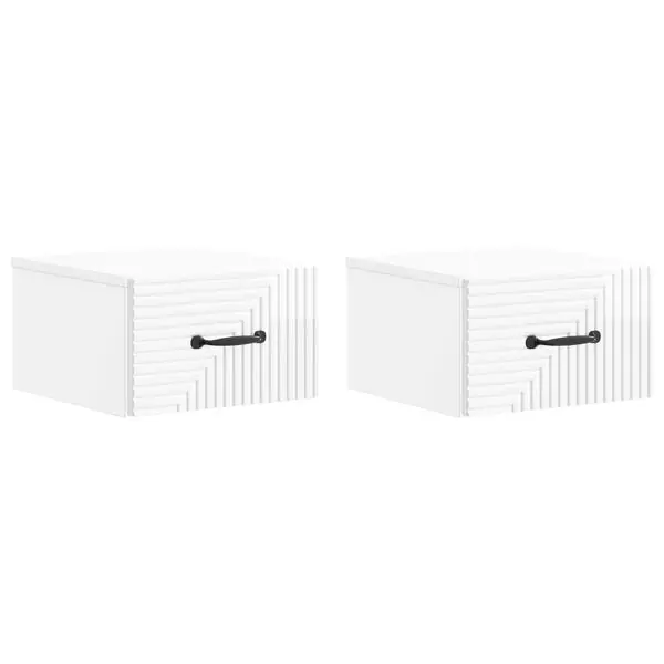 vidaXL Väggmonterat Sängbord 2 pcs Vit högglans 34,5 x 33 x 20 cm Snabb frakt