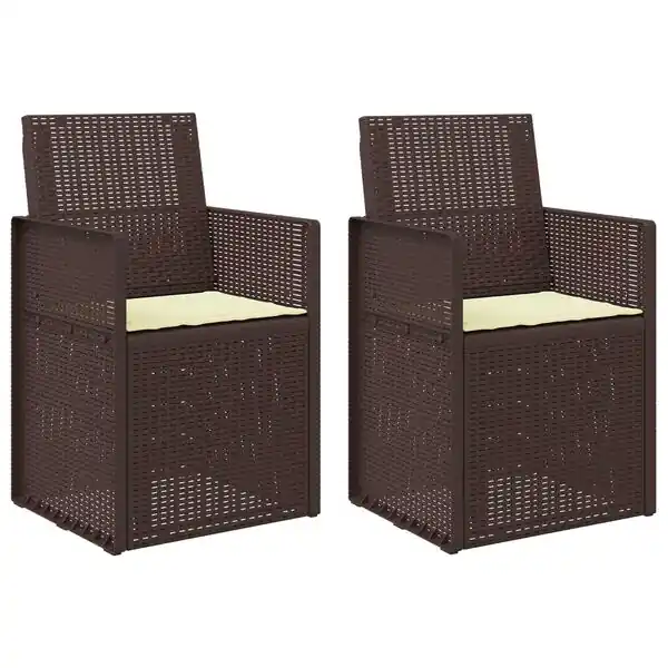 vidaXL Trädgårdsmatstolar 2 pcs Brun och gräddvit PP Erbjudande