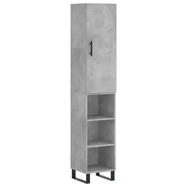 vidaXL Högskåp betonggrå 34,5x34x180 cm konstruerat trä Populärt val