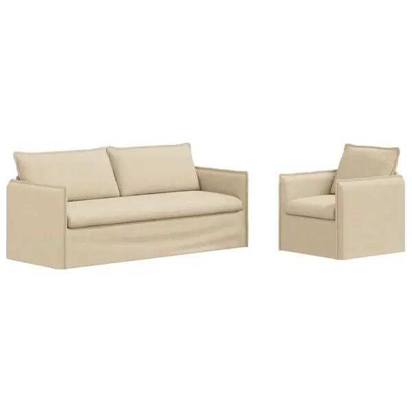 Köp nu vidaXL Soffset 2 pcs Gräddvit 196 x 82 x 85 cm Tyg