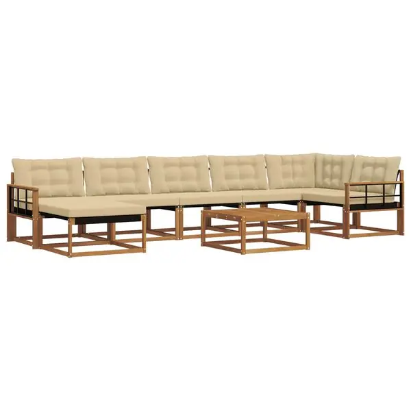vidaXL Utomhussoffset 22 pcs Naturlig och Beige Massivt Akaciaträ Endast idag