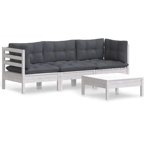 I lager vidaXL Loungegrupp med antracit dynor 4 delar furu