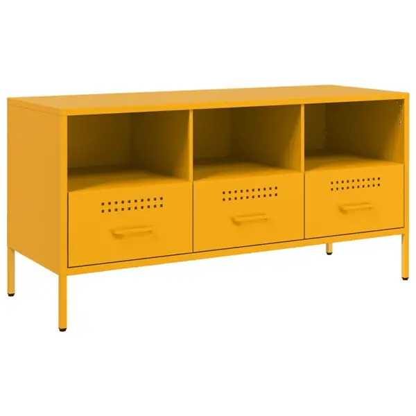 vidaXL TV-skåp senapsgul 100,5x39x50,5 cm stål risnedsättning