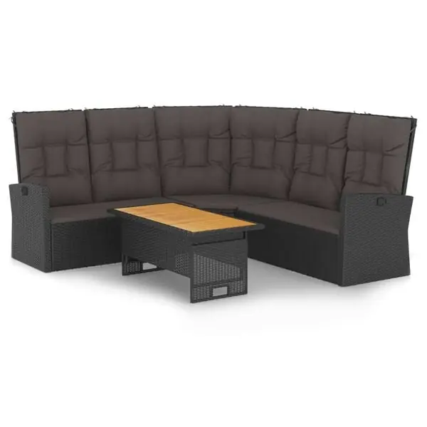 I lager vidaXL Loungegrupp med dynor 2 delar svart konstrotting