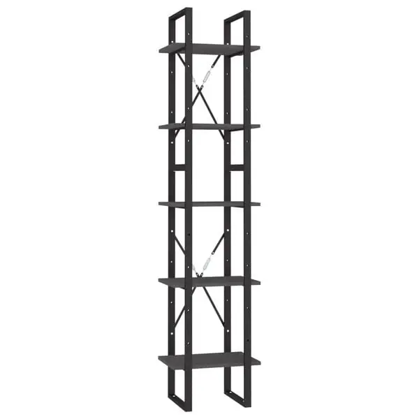 vidaXL Bokhylla 5 hyllplan grå 40x30x175 cm massiv furu Handla nu