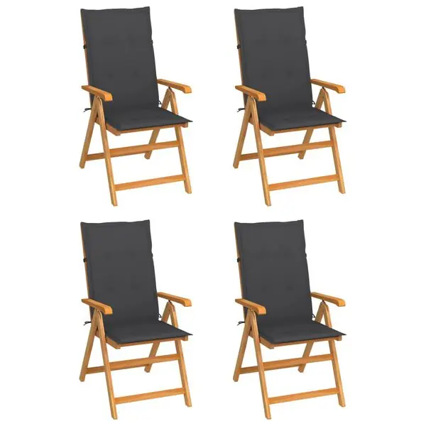 Snabb leverans vidaXL Trädgårdsstolar med antracita dynor 4 st massiv teak