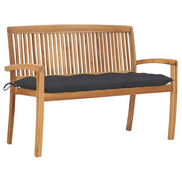 Rabatt vidaXL Stapelbar trädgårdsbänk med dyna 128,5 cm massiv teak