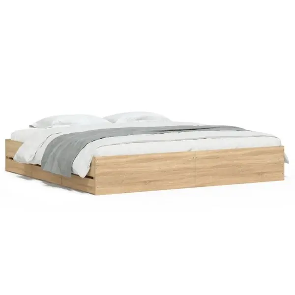 Kundfavorit vidaXL Sängram med lådor sonoma-ek 200x200 cm konstruerat trä