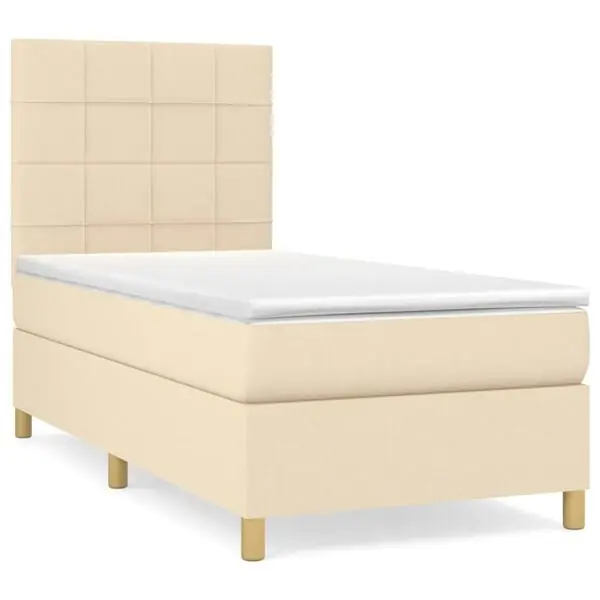 vidaXL Ramsäng med madrass gräddvit 80x200 cm tyg Trygg betalning
