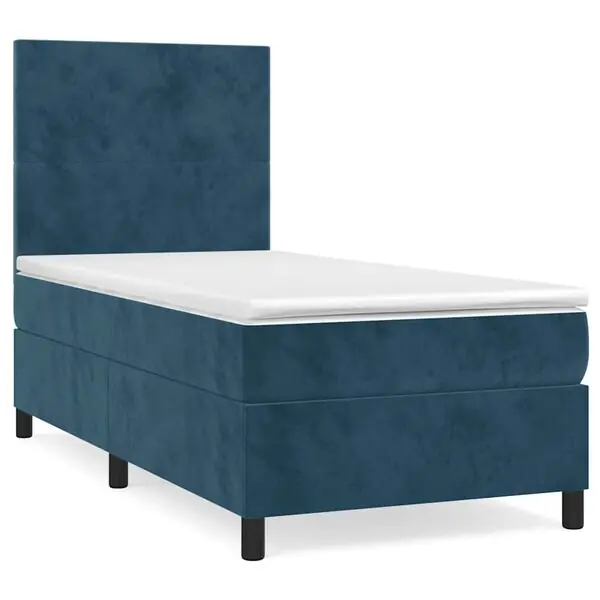 Handla nu vidaXL Ramsäng med madrass mörkblå 80x200 cm sammet