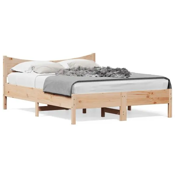 vidaXL Sängram utan madrass 140x200 cm massiv furu Fynd