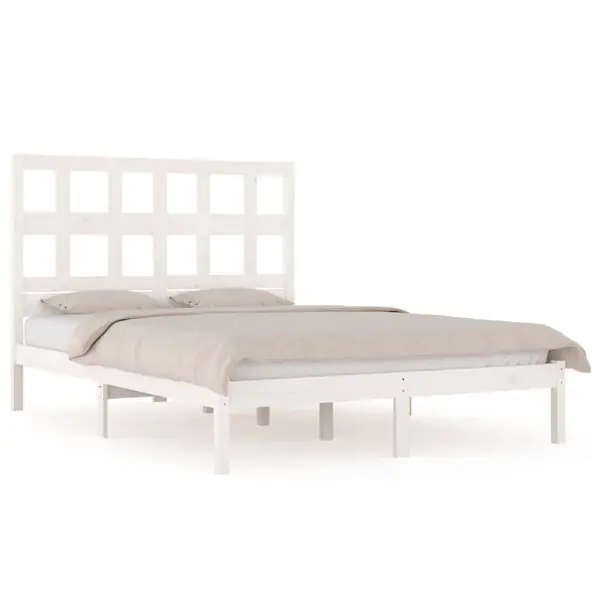 Nyhet vidaXL Sängram utan madrass vit 140x190 cm massiv furu