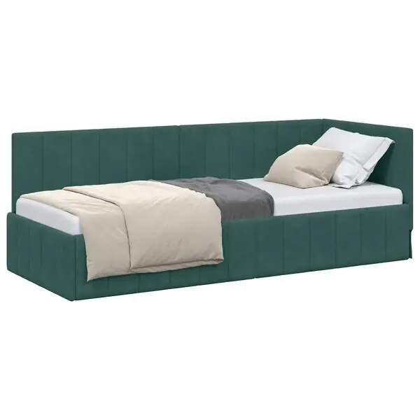 vidaXL Hörn Sängram med huvudgavel Mörkgrön 80 cm x 200 cm Sammet Köp online