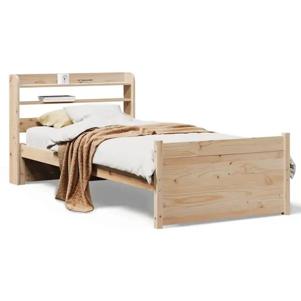 Billig vidaXL Sängram med huvudgavel 75x190 cm massivt furu
