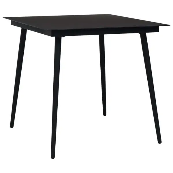 Nedsatt pris vidaXL Trädgårdsbord svart 80x80x74 cm stål och glas